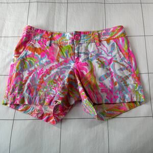 Lilly Pulitzer Shorts Womens 2 Pink White Callahan Scuba to Cuba Resort Preppy